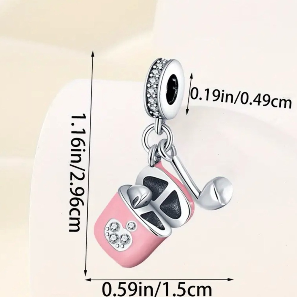Sterling Silver and Pink Music Headphones Charm - Picture 2 of 8